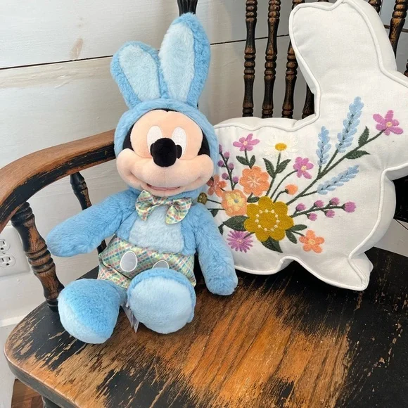 Disney Mickey Mouse Blue Bunny Plush stuffed animal, Easter, EUC, holiday