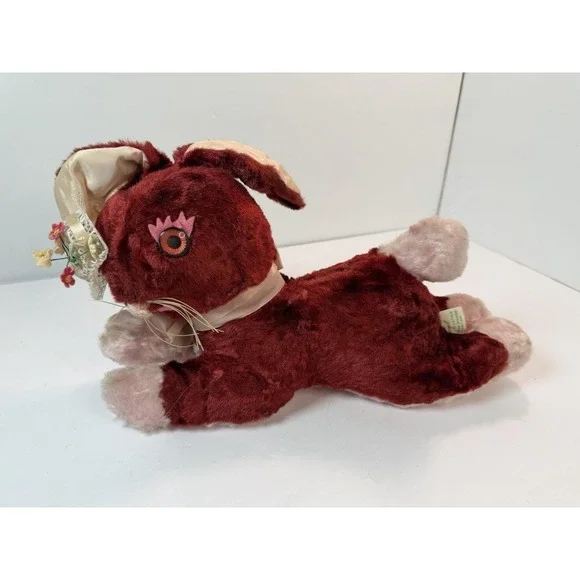 Gund‎ Creation Swedlin Sani-Foam Plush Red Pink Easter Rabbit Bunny Hat 14