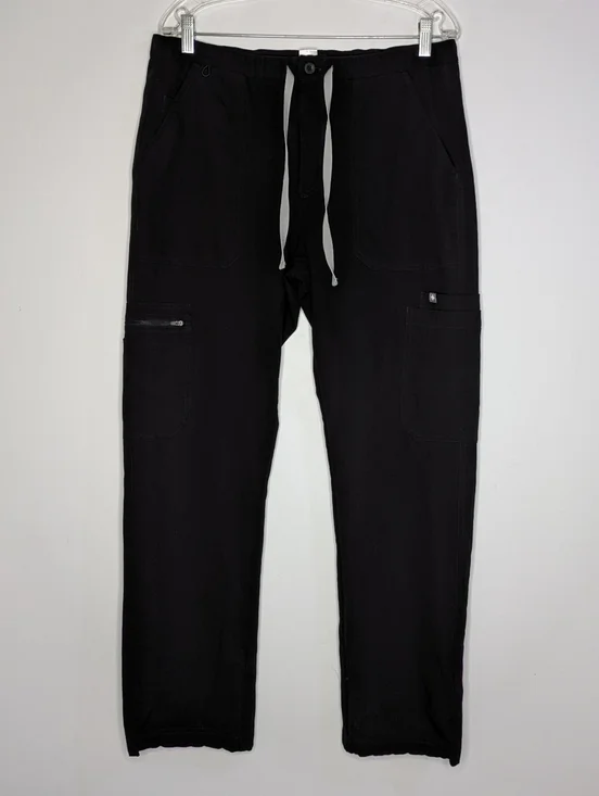 Figs Black Cairo Cargo Zip Up Drawstring Scrub Pant M
