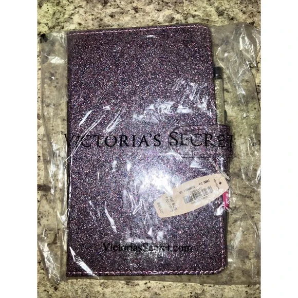 Victoria's Secret Limited Edition‎ Purple Glitter Notebook Journal Crystal Pen