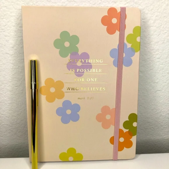 Floral & Gold Note Book W / Gold Pen