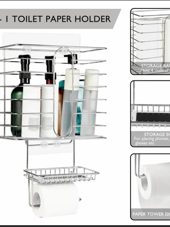 Chrome Toilet Organizer / Shower Caddy