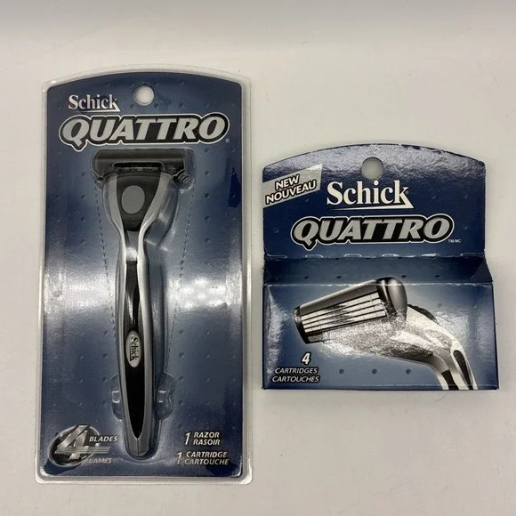 Schick Quattro Razor And Blades / Cartridges 4-pack - NEW in BOX