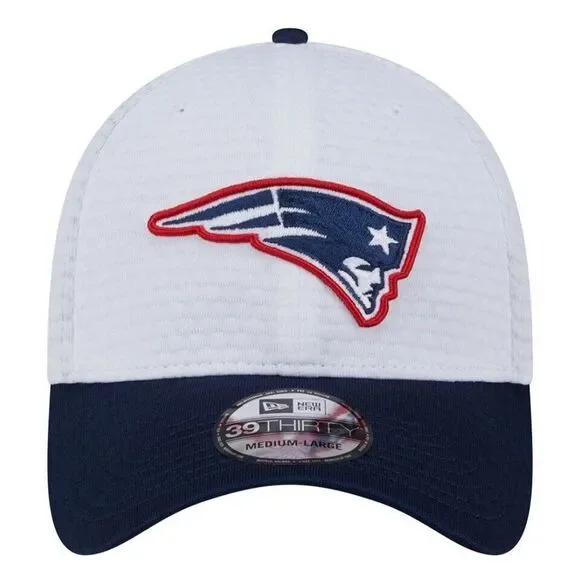 New‎ Era New England Patriots Hat 39Thirty Stretch Fit White Navy Mens Size M/L