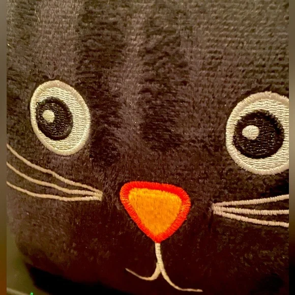 Plush Cat Treat bucket pail with embroider details Halloween basket NEW tags