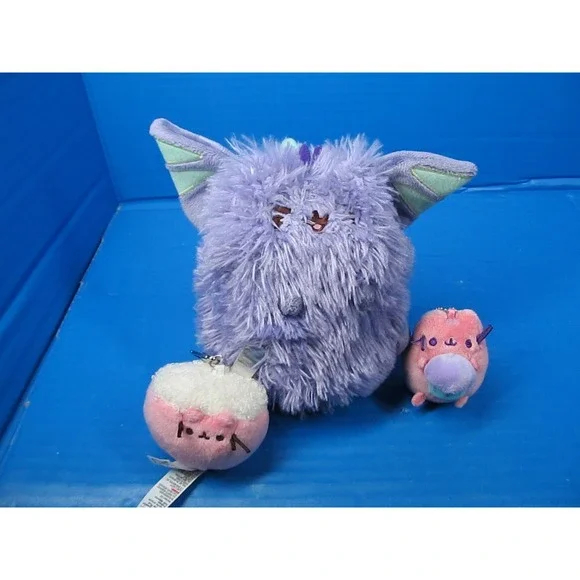 Gund Pusheen Cat Lot Dragon Pip Keychain Cereal Bowl Keychain Cat w/Cupcake