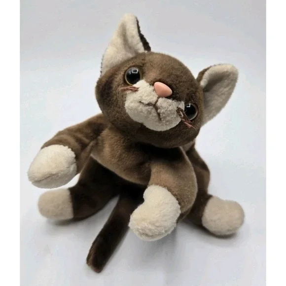 Ty Beanie Baby Pounce the Cat 1997 Retired 5th Generation beanie w/ PVC Pellets