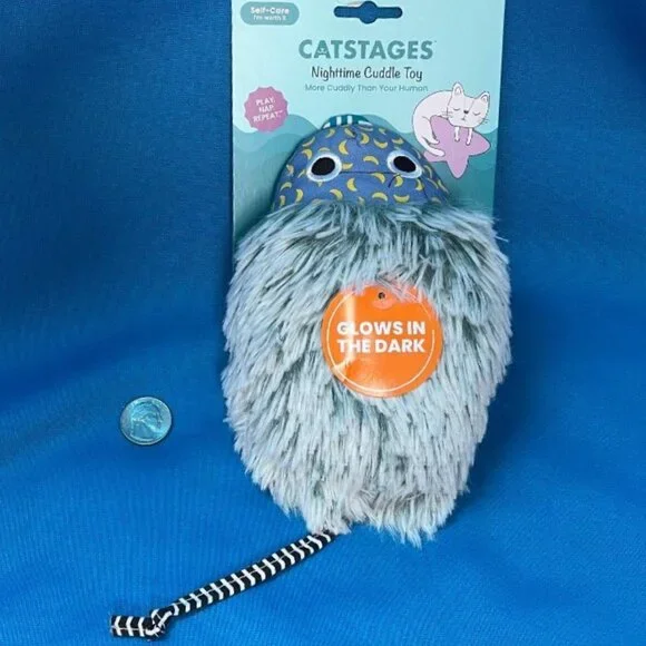 NEW ~ CATSTAGES LARGE GLOW IN THE DARK KITTY CAT NIGHTTIME CATNIP & CUDDLE TOY