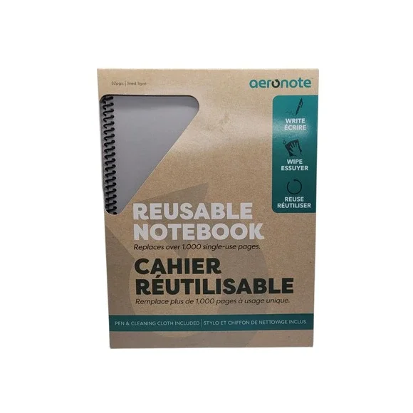 Aeronote Reusable Notebook 8.5x11 Lined 32 Pages with Pilot FriXion Pen & Cloth