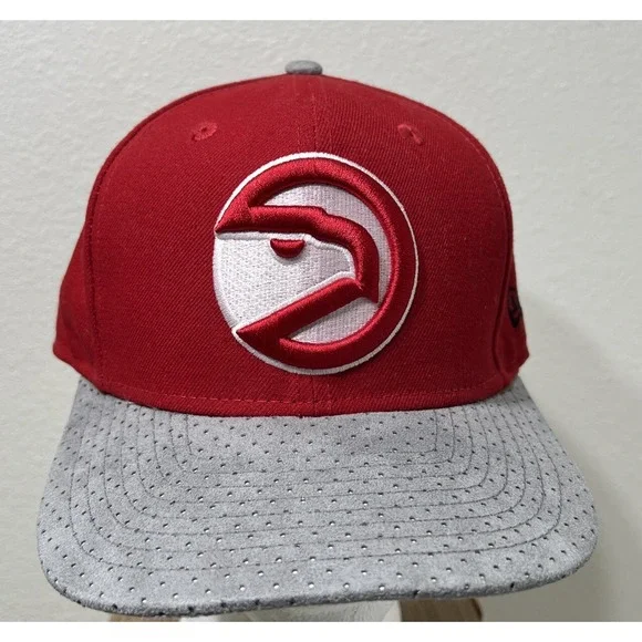 New Era 9fifty Atlanta Hawks Red Gray Adjustable Back Hat Ball Cap Original‎ Fit