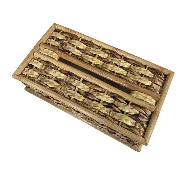 Wicker Basket Tissue Box Cover 3x6x11 Boho Home Bathroom Decor