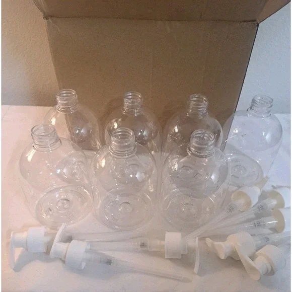 Yephets 7 Pack 16oz Clear Plastic Pump Bottles Soap Lotion Dispenser Set
