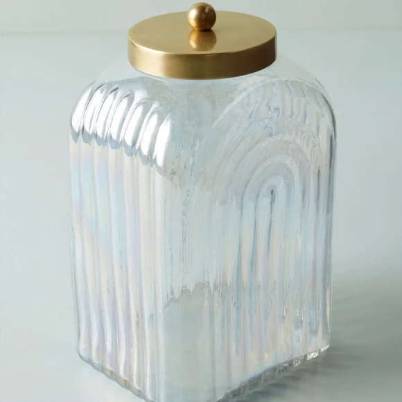 Anthropologie Noah Large Iridescent Bath Canister