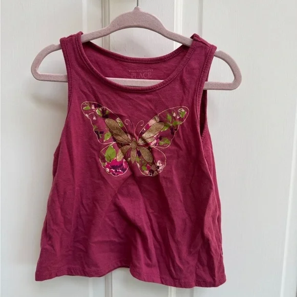 The Children's Place 2T Girls Pink/Purple Shimmery Butterfly Tank Top
