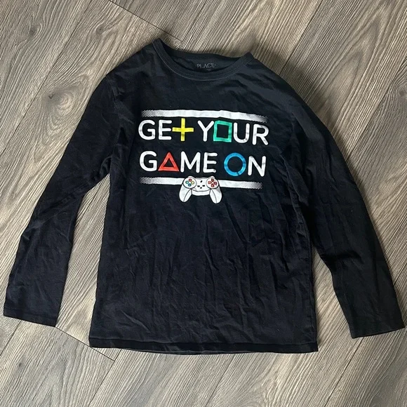 The Children's Place Black Gaming Symbols Long Sleeve Tee
