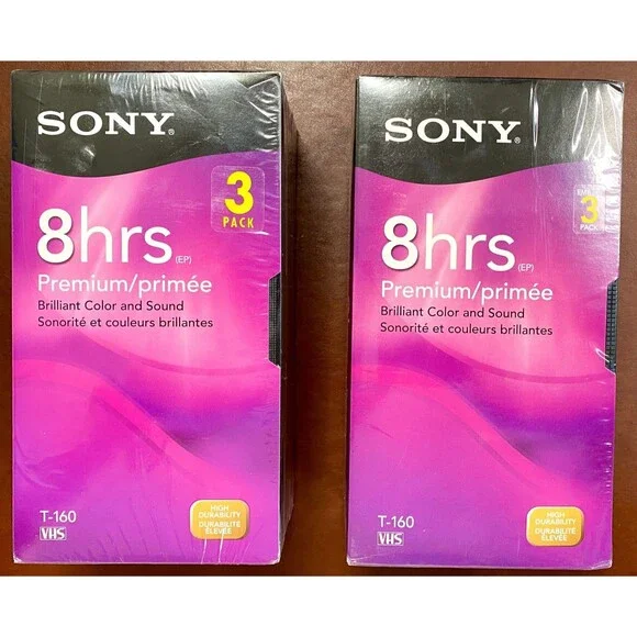 Sony 8 HRS 6 Premium T-160VL Blank VHS Tapes NEW SEALED