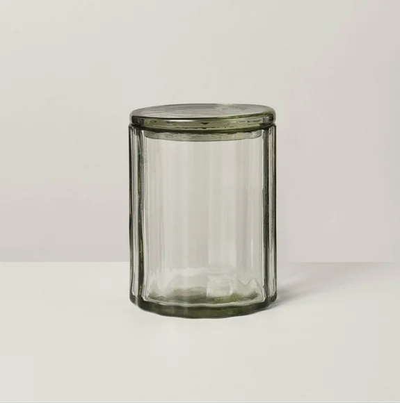 Hearth & Hand NWT Large Fluted Glass Canister In Light Green 5