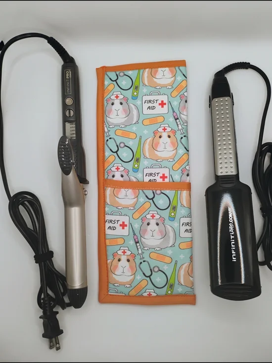 Guinea Pig Pattern Heat Resistant Flat Iron or Curling Iron Travel Pouch
