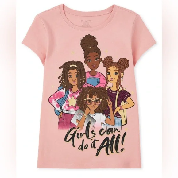 The Children's Place Pink Short Sleeve Tee Graphic Design