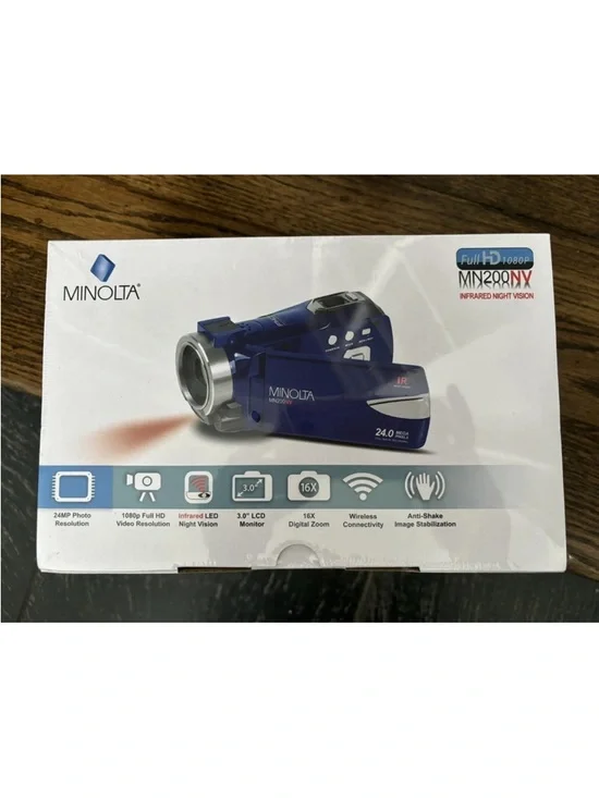 Minolta Blue Full HD Camcorder with 24MP Photo and 16x Zoom