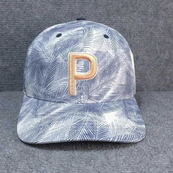 Puma Golf Hat Cap Snap Back Mens One Size Blue Palm Print TPC Scottsdale Golf