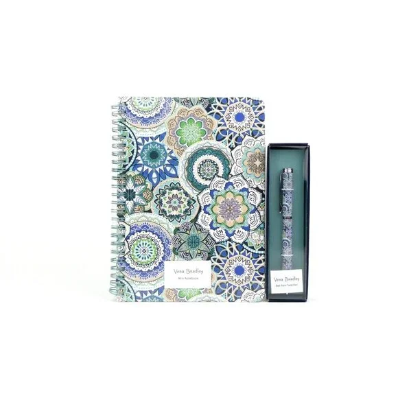 Vera Bradley Sketched Medallion Mini Spiral Notebook & Ball Point Pen Set‎ NWT