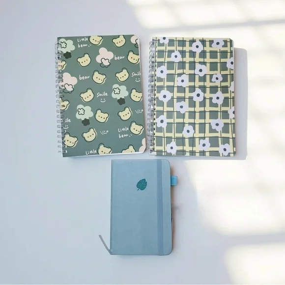 Cute Bear and Floral Notebook Trio