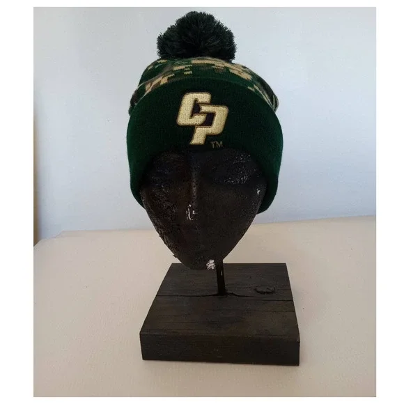 Cal Poly SLO camouflage knit cap with pom pom