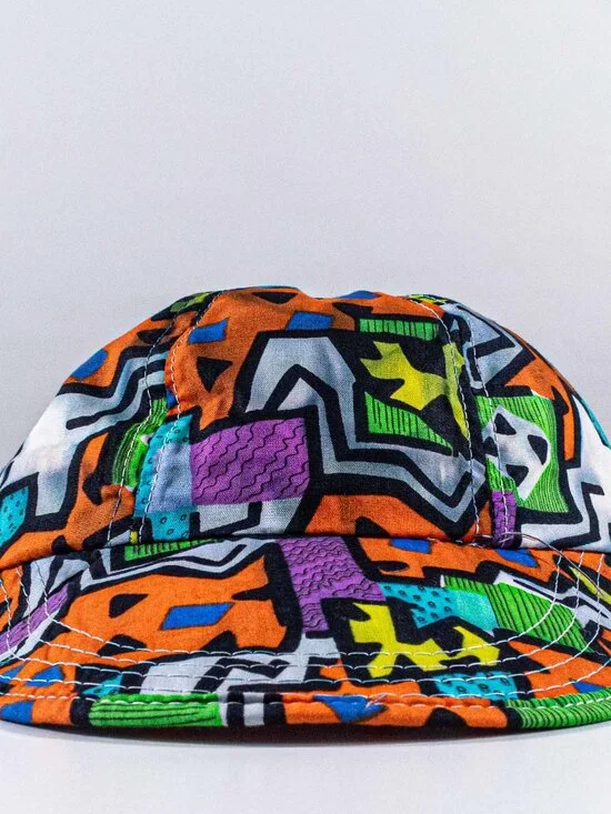Vintage 90s Dorfman Pacific Pop Art Hat All Over Print Multicolor Flat Bill