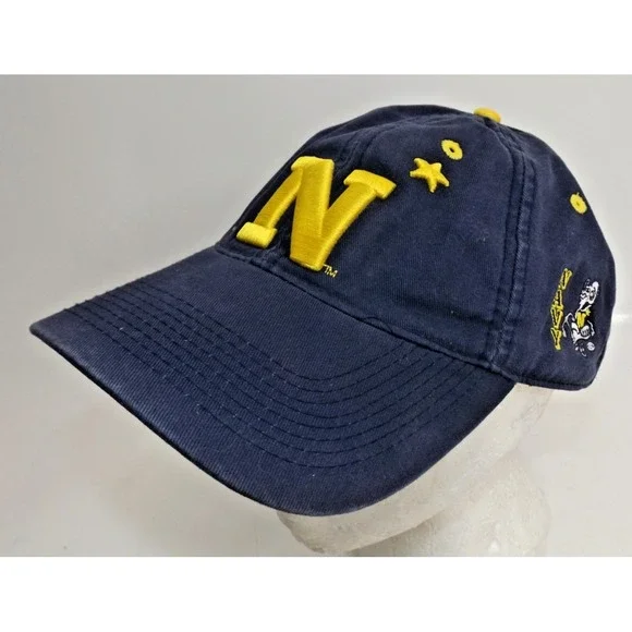 US Navy ⚓RAM Embroidered N Blue & Gold Collegiate Licensed Adjustable Cap Hat