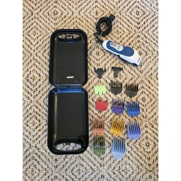 Wahl Color Pro Corded Hair Clipper Kit Model MC3 Color Coded Guides Case H1