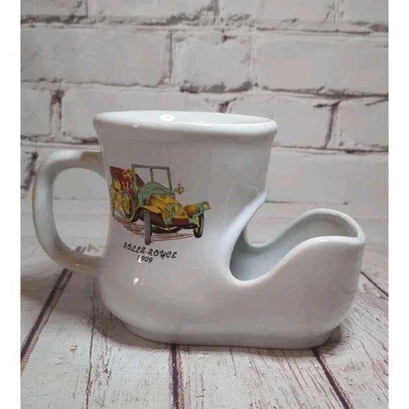 Vintage‎ WADE Mens Shaving Mug Rolls-Royce 1909 White Made In England