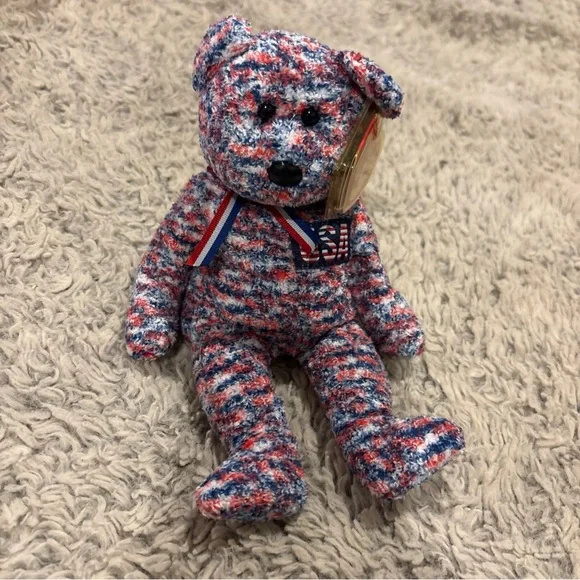 Ty Beanie Baby USA Bear Kids‎ OS Red White Blue Good Patriotic 2000 Plush Toy