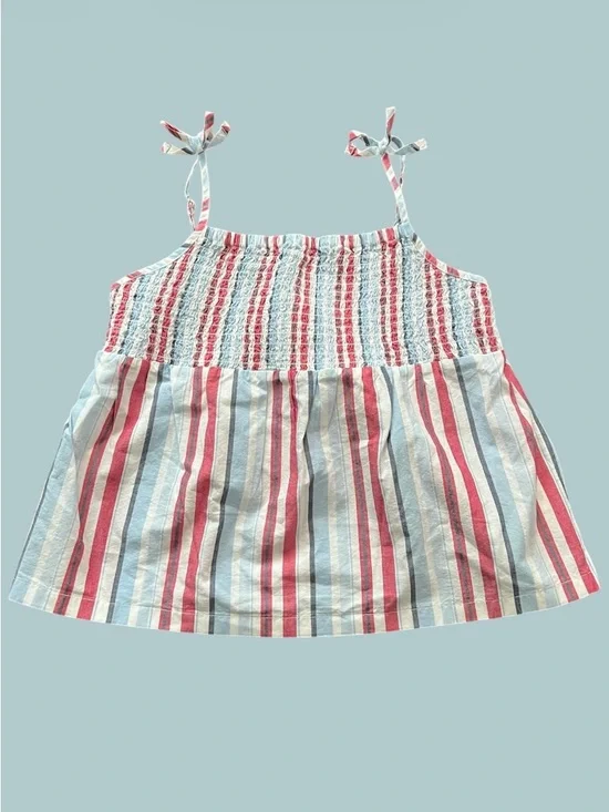 The Children's Place Pink & Light Blue Striped Smocked Tank