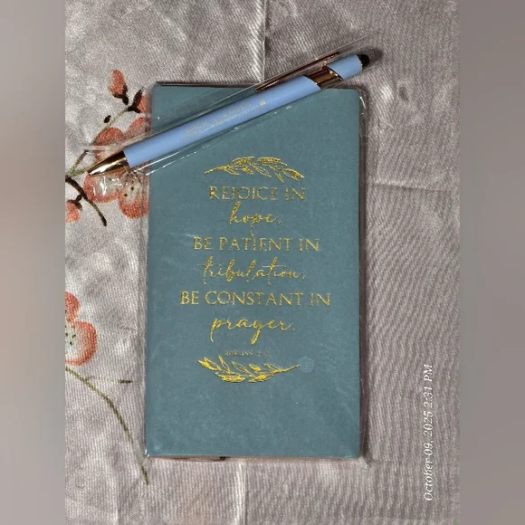 Blue and Gold Notebook with Pen