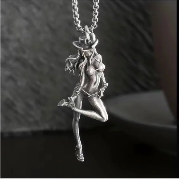 Retro Sexy CowGirl Necklace Japanese Animated Pirate Rock Rodeo Western