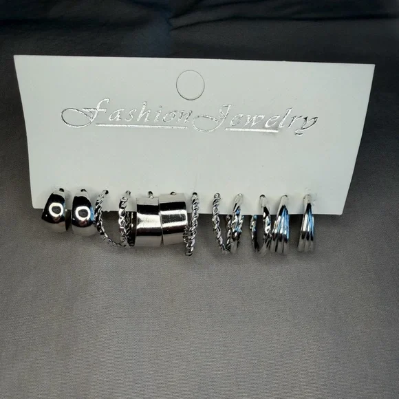 Fashion Jewelry Silver Hoop‎ Earring Set