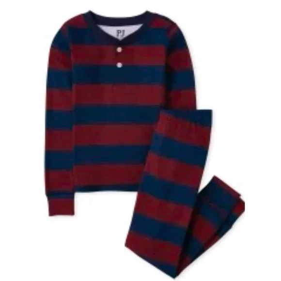 The Children’s Place Striped Henley Snug Fit Cotton Pajamas