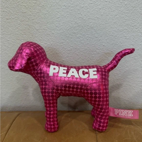 Plush peace shiny mini Pink‎ Victoria's Secret Dog Plush