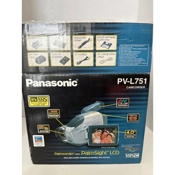 Panasonic PV-L751 VHSC Palmcorder Camcorder 26x Zoom 4.0 LCD PalmSight Boxed