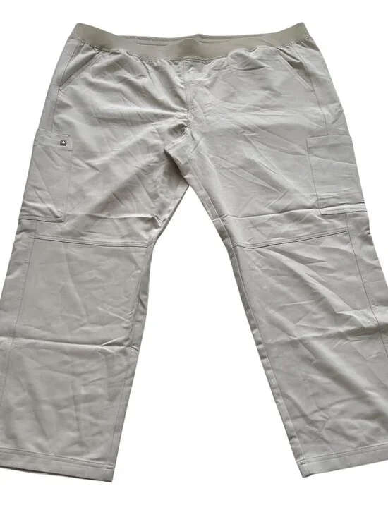 Figs Scrub pants Axim mens 5XL khaki beige wide elastic waist pockets scrubs