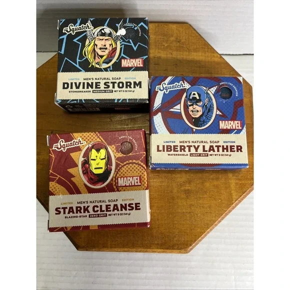 Dr. Squatch Marvel 3 Pack! Divine Storm, Stark Cleanse, Liberty Lather-5 oz Bars