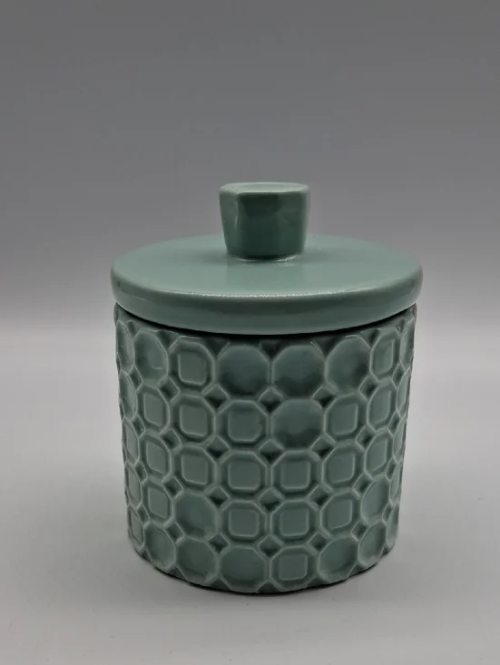 Ceramic Lidded Canister in Seafoam Green