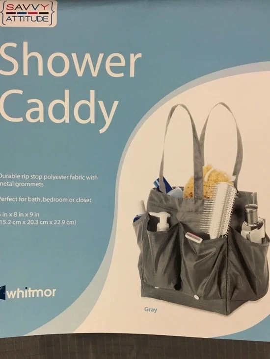 Shower Caddy Tote Organizer Bag Pockets Craft Dorm Bathroom Bath Travel Gray NEW