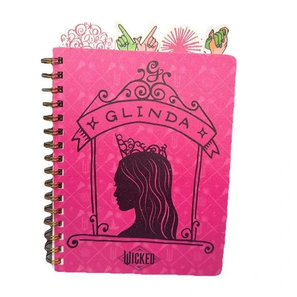 Universal Studios Wicked Glinda Spiral Notebook Tabs Journal Pink 6x9