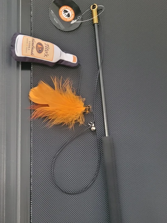 Original TITOS Cat Teaser Wand Toy with Orange Feather Nwt