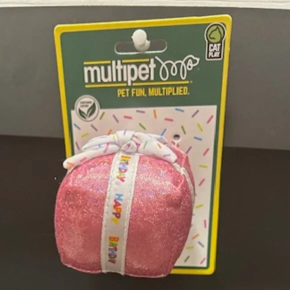 Multipet Cat's Birthday Plush Pink Present