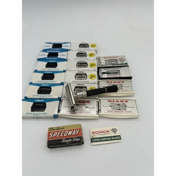 Gillette Super Adjustable Black Beauty Safety Razor, Settings 1-9 w/blades‎