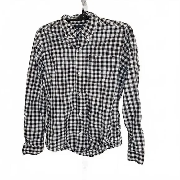 The Children's Place Boys' Black and White Checkered Casual Shirt XL 14