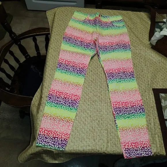 New The Children's Place Multi-Colored Cheetah Print Skinny Jeans Size Girl's 12